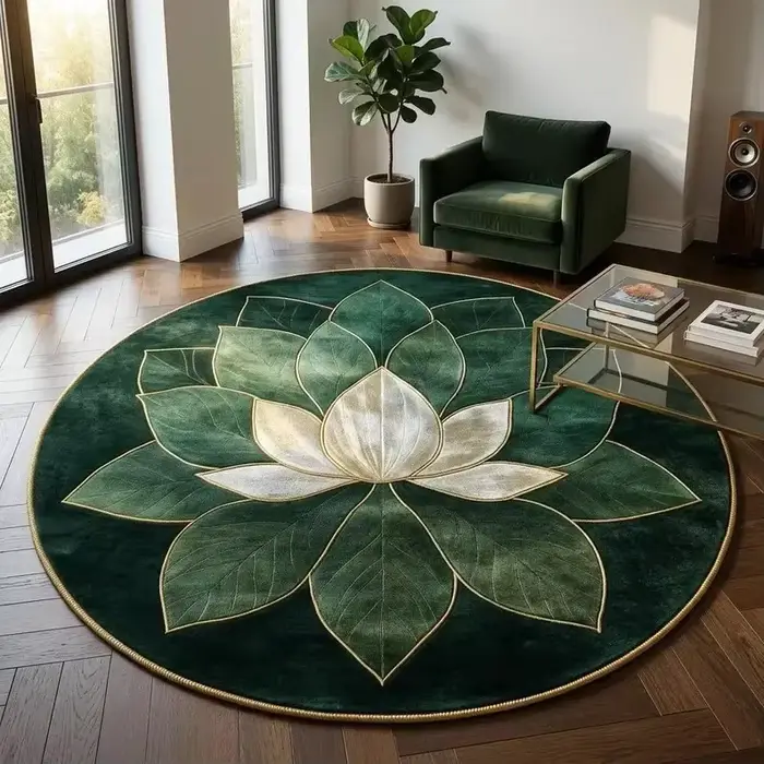 Tapis rond jaune soleil
