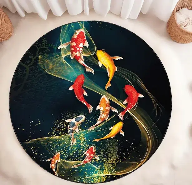 Tapis rond poisson Koi japonais Zen