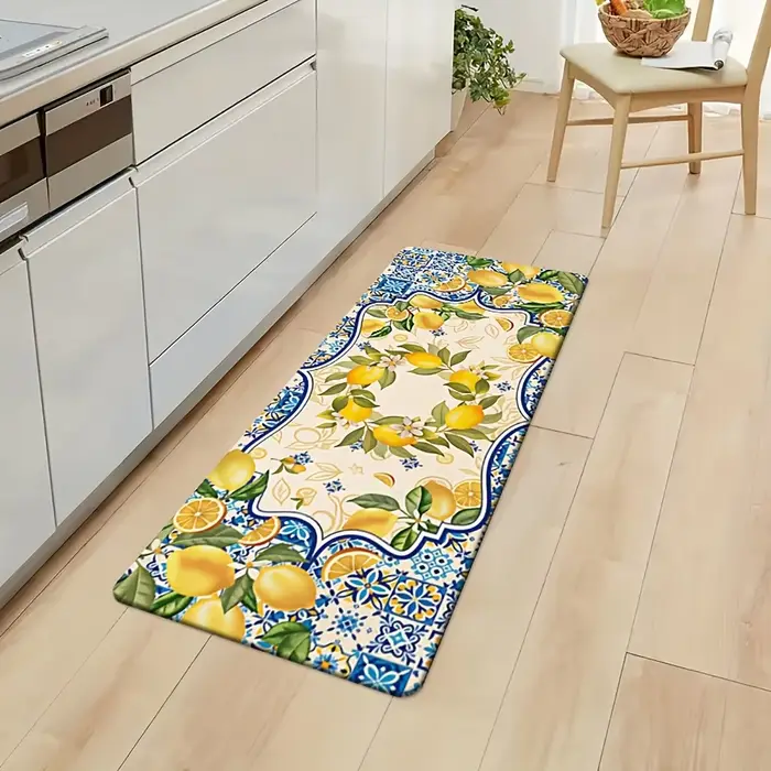 Tapis de cuisine antidérapant à motif citron pour salle à manger, entrée et buanderie, idéal pour le printemps et l'été