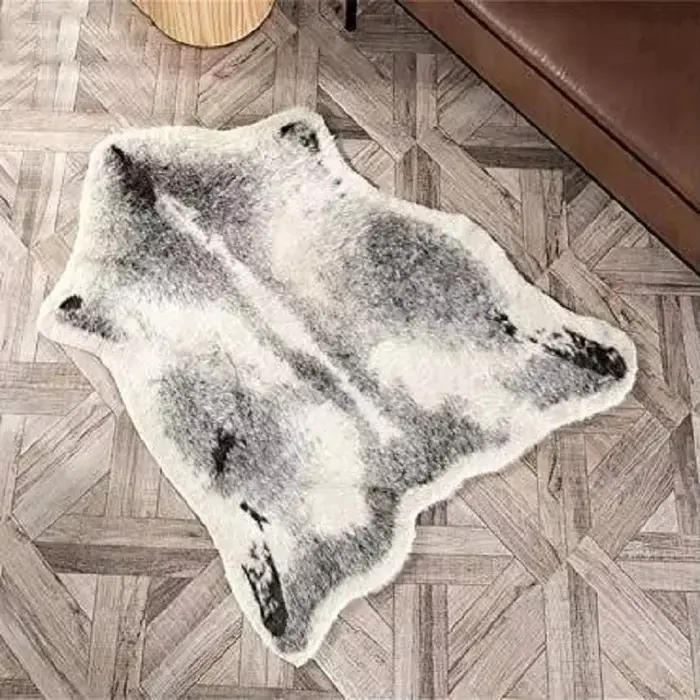 VIKAMA – tapis vintage à imprimé léopard, design en fausse peau d'animal, tapis en peluche pour salon, chambre à coucher et chevet, décoration de la maison