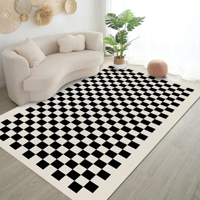Tapis damier noir et blanc