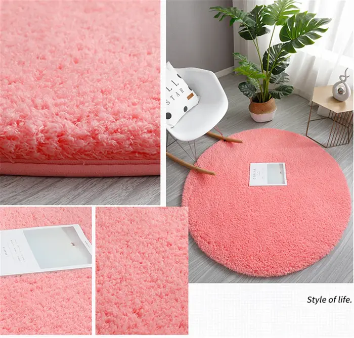 Tapis rond moelleux nordique pour chambre à coucher