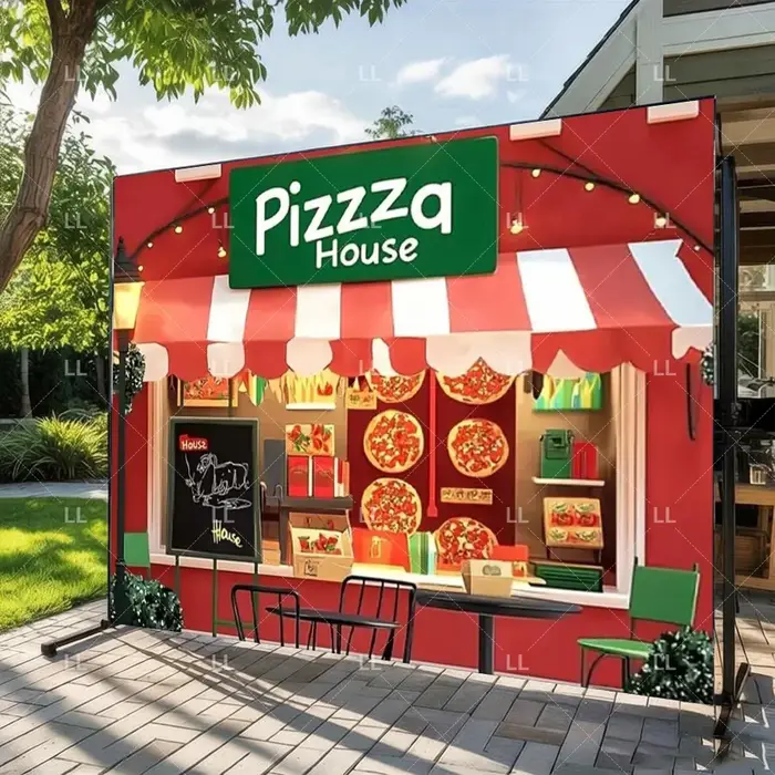 Décor de scène de restaurant de pizzas italiennes, nourriture délicieuse, fête, décoration, café en plein air, accessoire de photographie