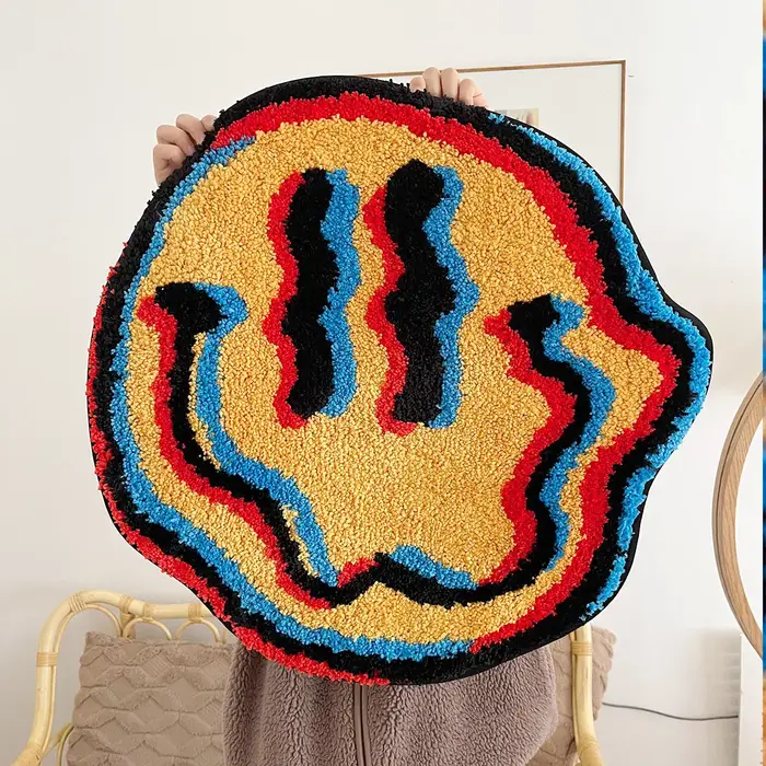Tapis Trippy souriant - Conception capitonée unique | Cadeau idéal pour un ami | Tapis de chambr