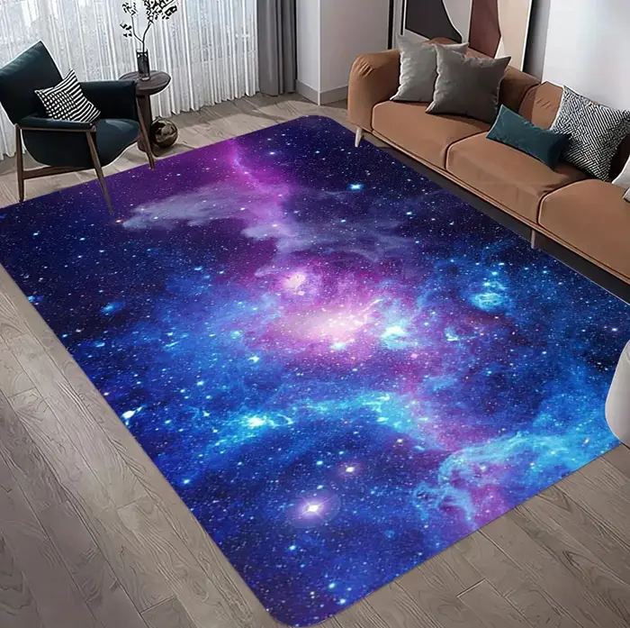 Tapis Nébuleuse Cosmique Violet pour Homme Cave Salon Chambre à Coucher Antidérapant Grand