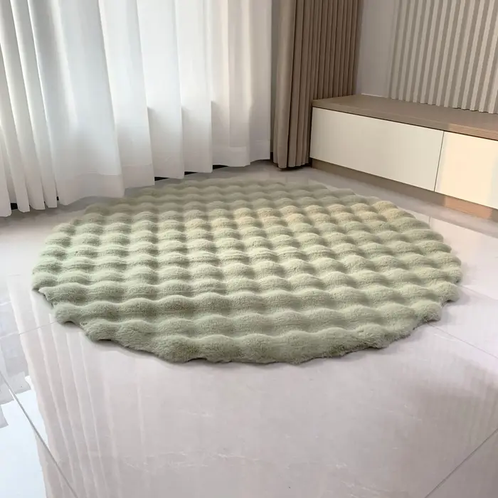 Lapin mousse velours tapis rond moelleux