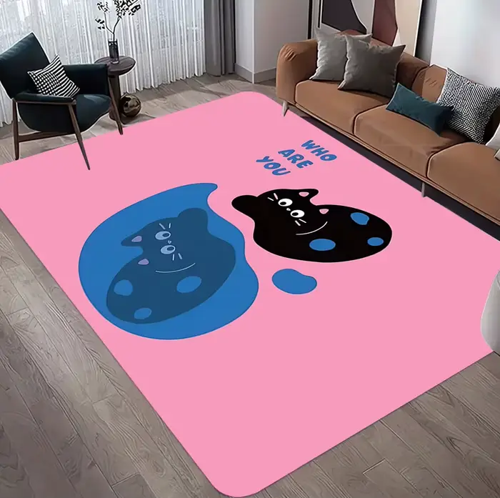 Tapis Rose Thème Ville pour Chambre de Fille