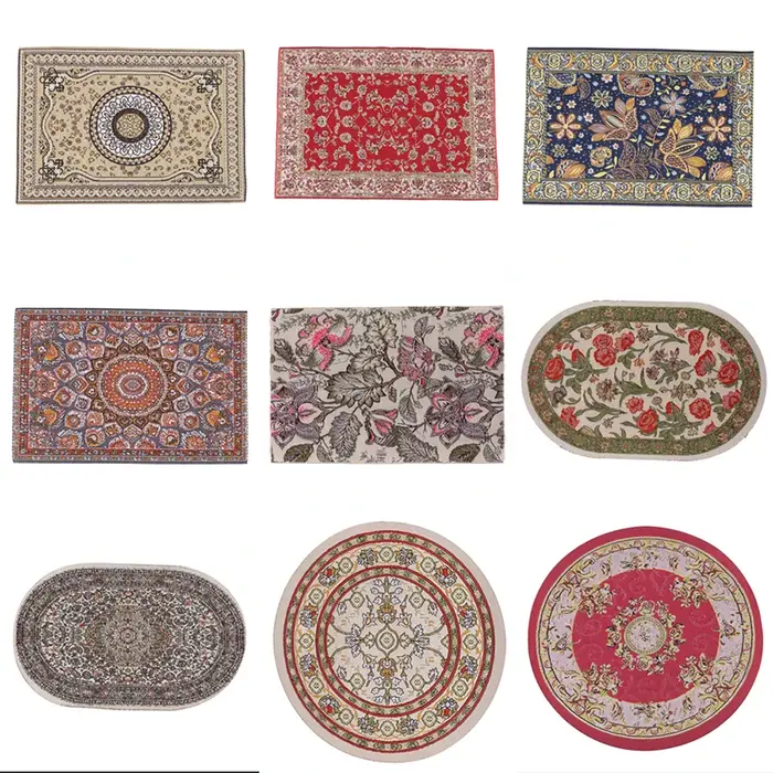Tapis de couverture de sol de style turc, jouet de courses, maison l'inventaire, rond, carré, polymères de sol, modèle de bricolage, décor de chambre et de salon, 1PC