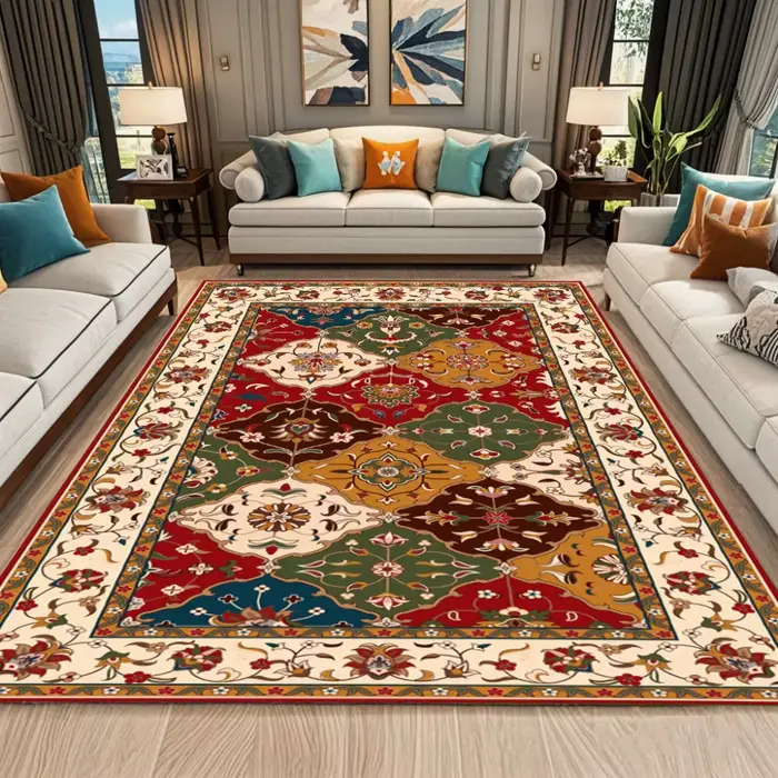 Tapis marocain vintage rouge, style persan, pour salon, chambre à coucher, tapis de sol, accent bohè