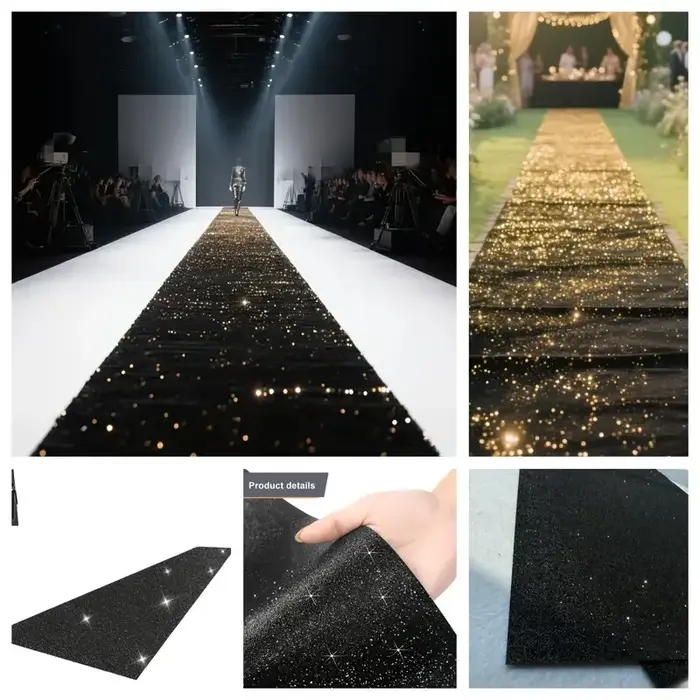 Tapis de mariage brillant et cool (noir brillant) pour Noël