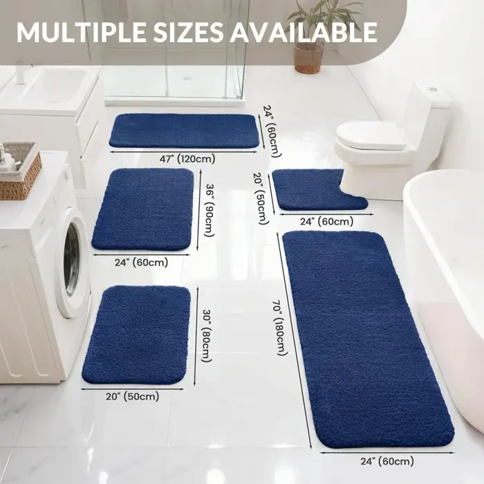 VIKAMA Tapis de salle de bain bleu marine multi-tailles