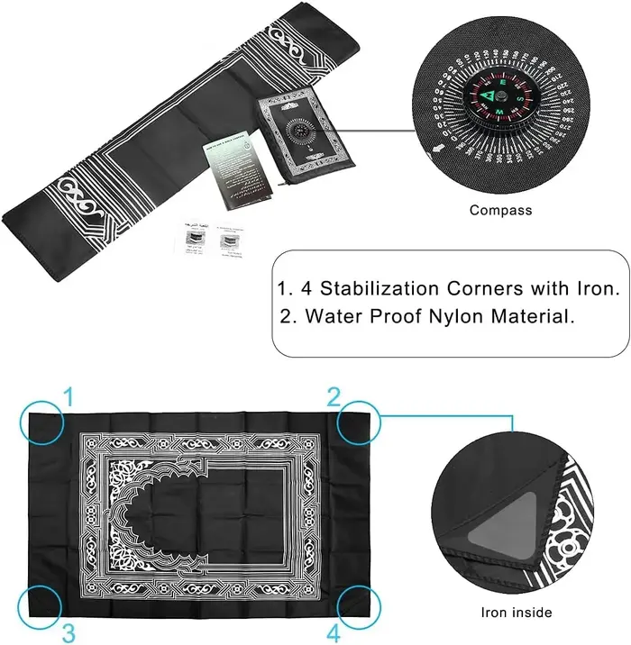 Tapis de prière en polyester portable
