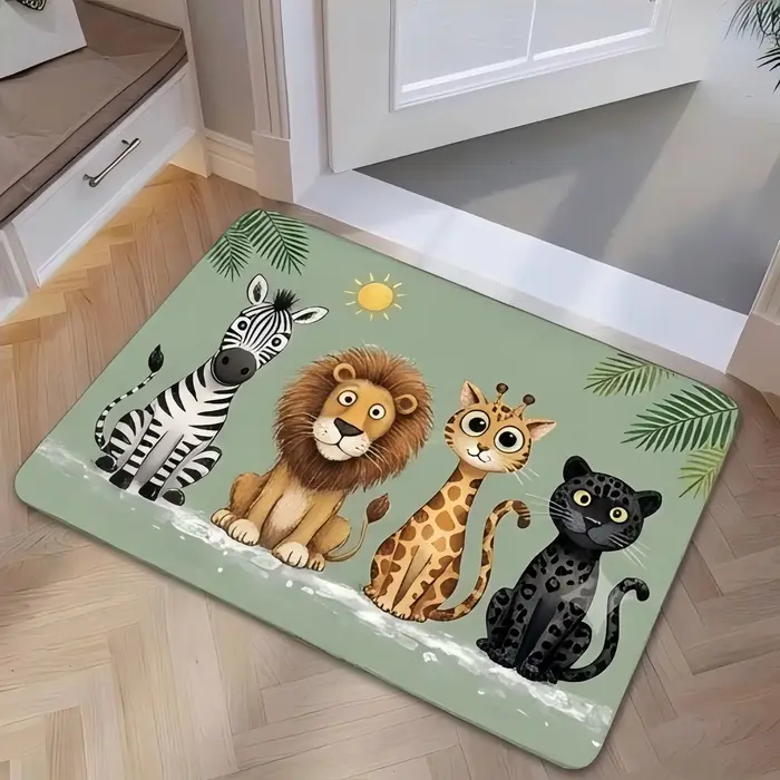 Paillasson amusant à thème animaux de compagnie, chiens de dessin animé (Dalmatien, Bouledogue, Teckel), tapis anti-salissures pour la porte d'entrée, décoration.