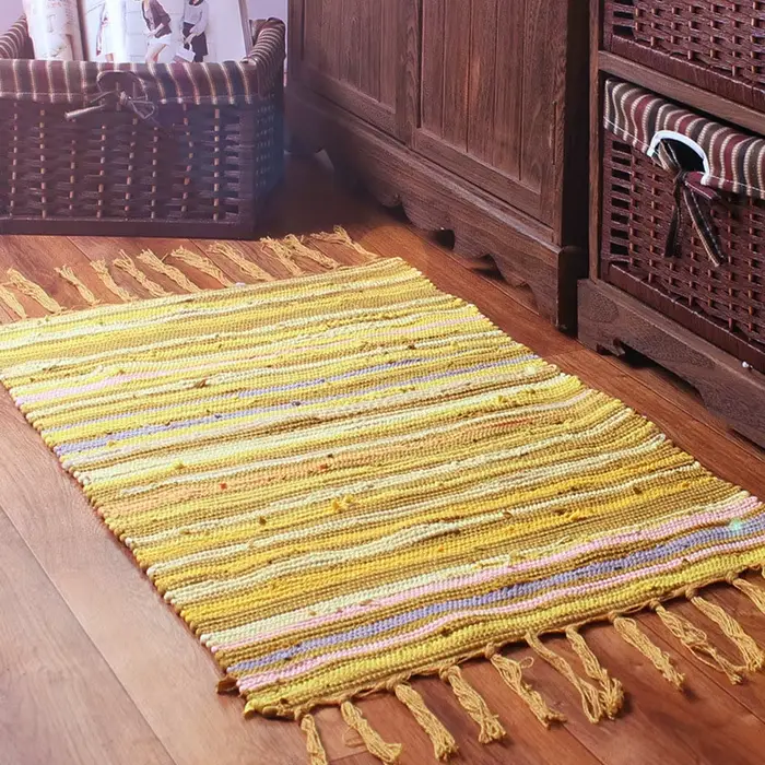 Tapis nordique en coton et lin