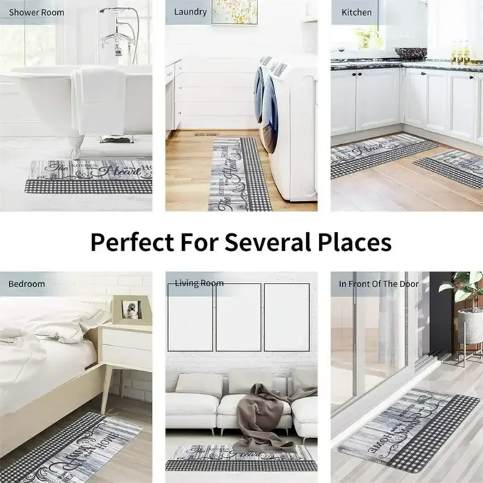 Tapis de cuisine Long avec Collage de carreaux Vintage bleu jaune