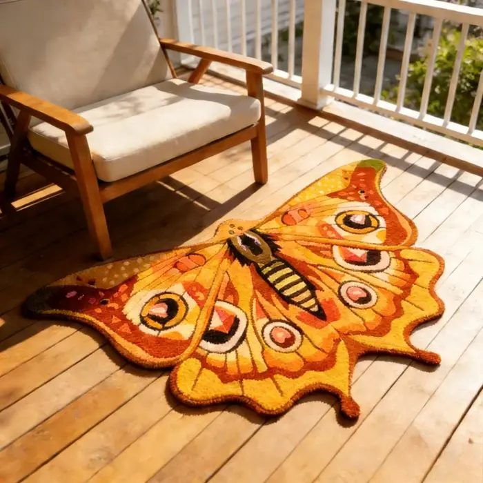 Tapis irrégulier à motif papillon pour la décoration de chambre