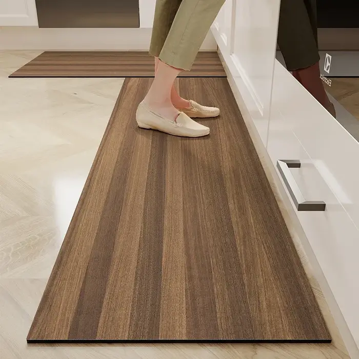 Tapis de sol Long en PVC pour cuisine, tapis imperméable, résistant à l'huile, tapis de pied en cuir
