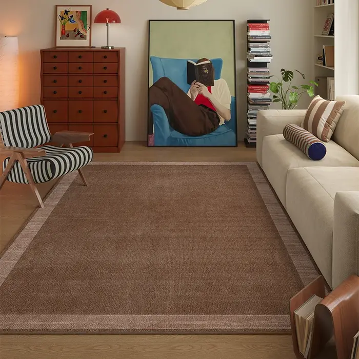 Grand tapis de décoration de chambre à coucher de couleur unie, Style rétro, pour salon, lavable, do
