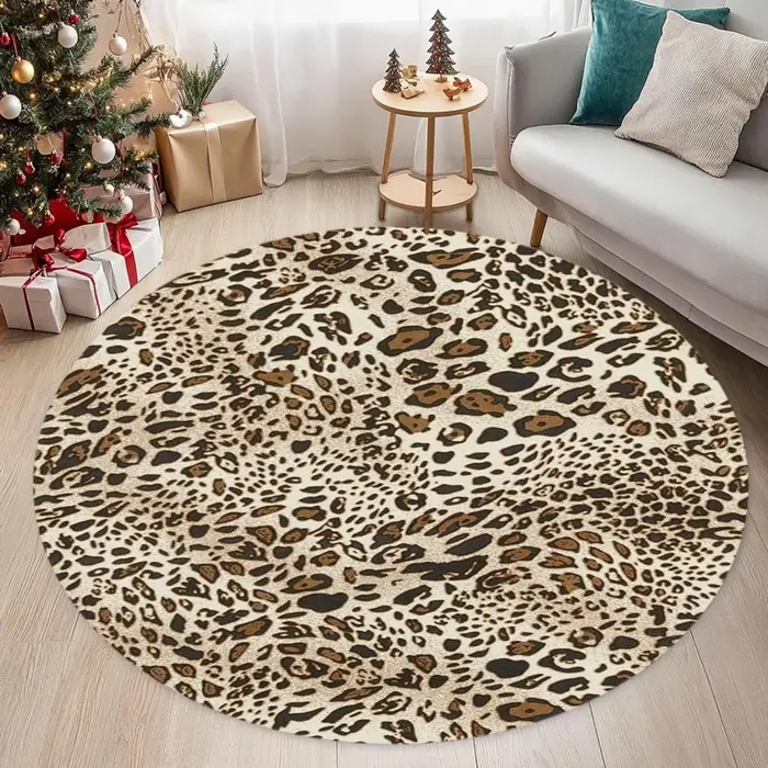Tapis circulaire imprimé léopard et tigre, motif Animal imprimé, antidérapant, pour porte d'entrée, salon, chambre à coucher, décoration