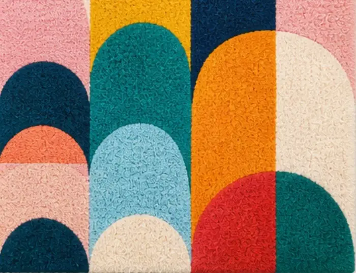 Kit de broderie au crochet pour tapis à motifs géométriques colorés, avec kit de boutons pour tapis au crochet, kit Smyrna pour tapis