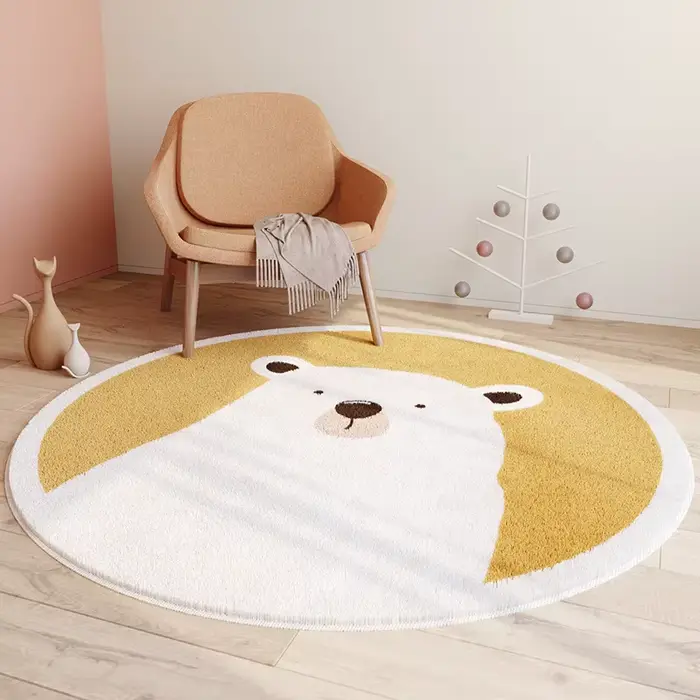 Tapis rond moderne de grande surface de dessin animé Ins