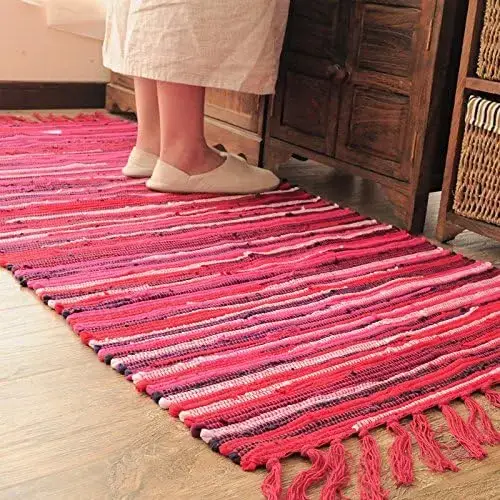Tapis et tapis à pampilles rétro en tissu de coton