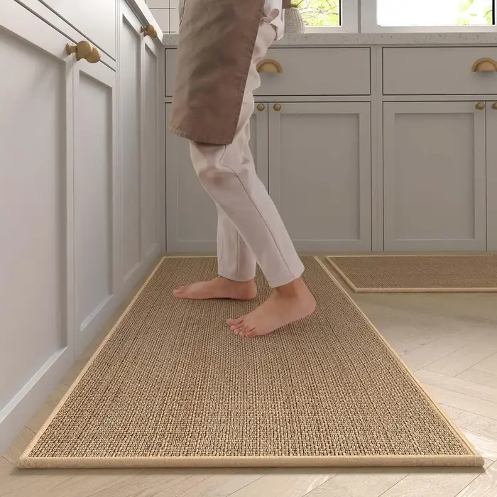 Tapis de cuisine antidérapant lavable, tapis de course en Faux Sisal, tapis de cuisine en Faux tissu