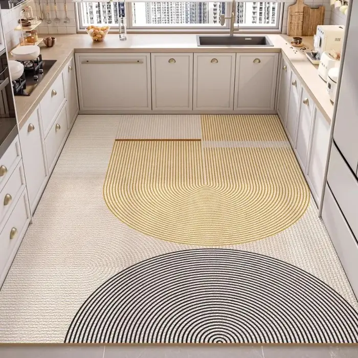Tapis de cuisine imperméable, tapis de sol en PVC, grand format, antidérapant, anti-huile, tapis de sol de style minimaliste, décoration intérieure.