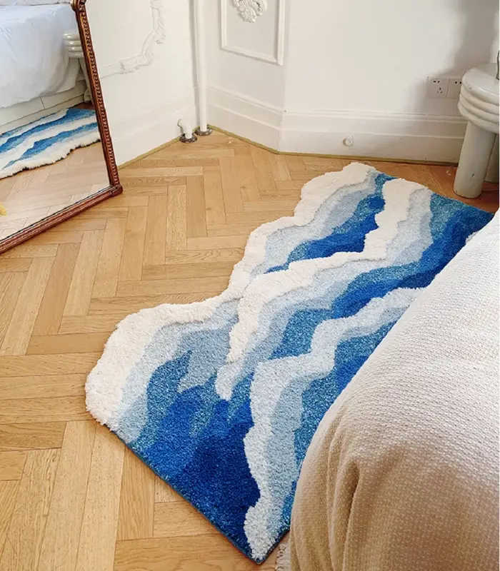 Tapis de sol antidérapant à motif de mer bleue