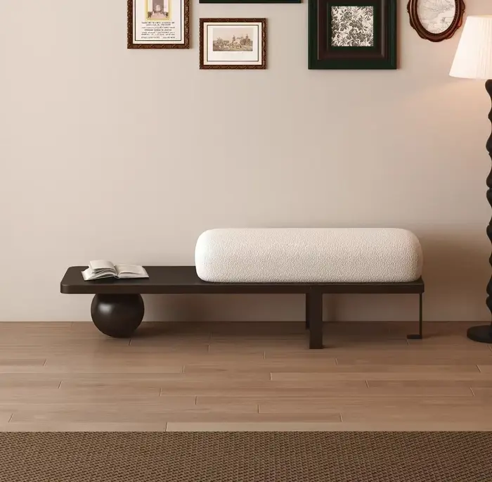 Banc d'entrée Art Déco moderne avec rembourrage Bouclé