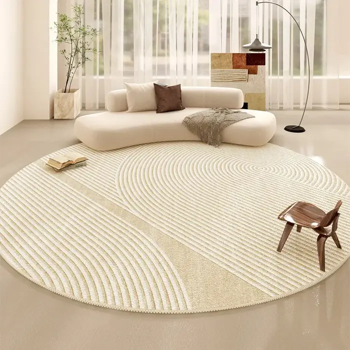 Tapis rond Beige de grande taille