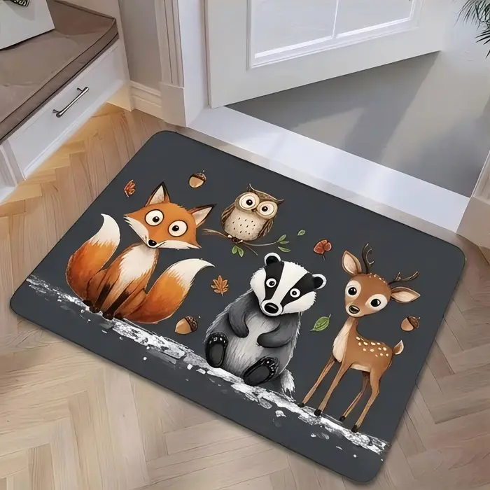 Paillasson amusant à thème animaux de compagnie, chiens de dessin animé (Dalmatien, Bouledogue, Teckel), tapis anti-salissures pour la porte d'entrée, décoration.