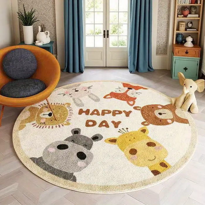 Tapis rond en forme d'animal de dessin animé