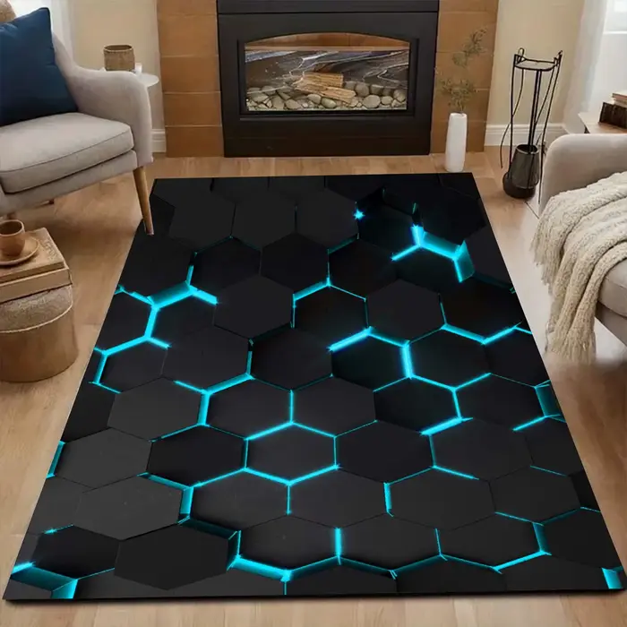 Tapis à motif de grille polygonal brillant coloré