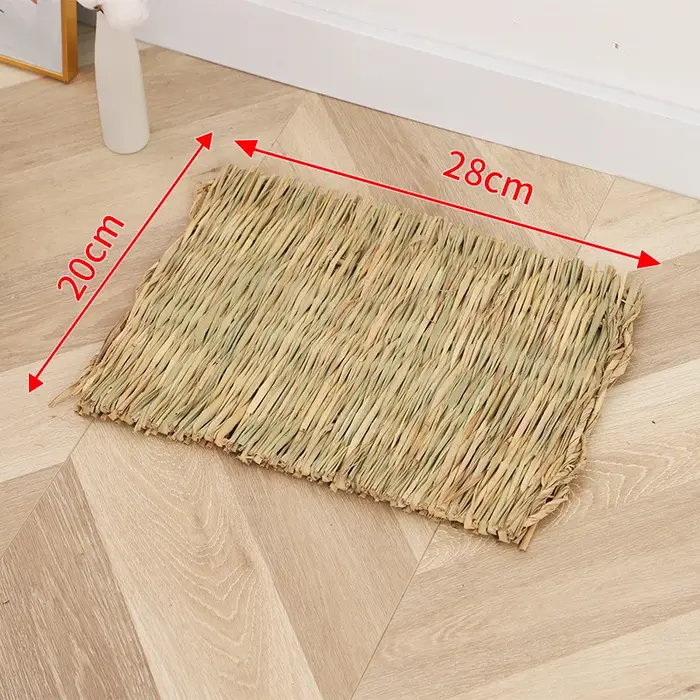 Tapis d'herbe de lapin respirant tissé à la main en paille, quatre saisons, Hamster, cochon d'inde, 
