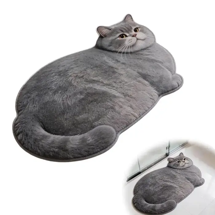 Tapis de bain en diatomite en forme de chat mignon, super absorbant, antidérapant, séchage rapide, t