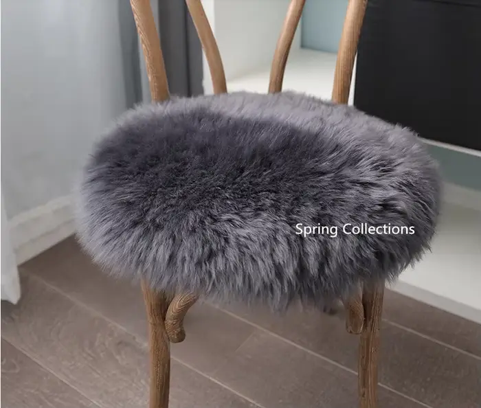 Tapis de sol en laine de mouton Pure 100%, 35/40/45CM, coussin de siège rond, doux et poilu