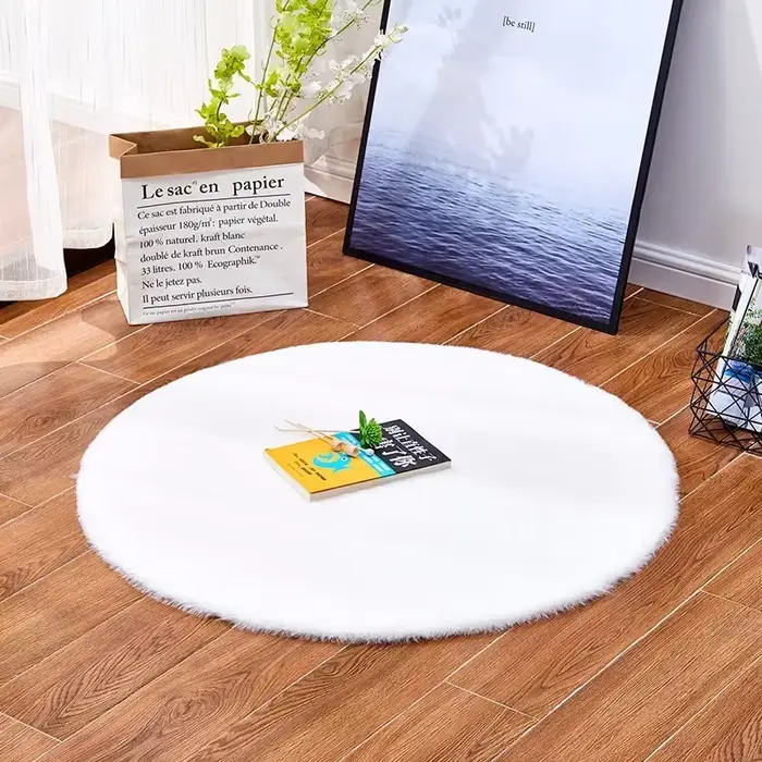 Tapis rond coloré Shaggy pour salon