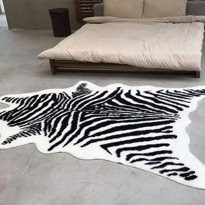 Tapis VIKAMA-tapis de chevet en Faux Animal pour chambre à coucher et salon-tapis Durable et facile