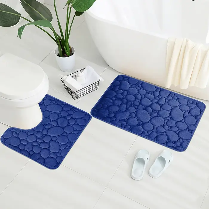 Tapis de sol en velours corail brodé, tapis de salle de bain, tapis absorbant en éponge en forme de U, tapis de porte, ensemble de deux pièces
