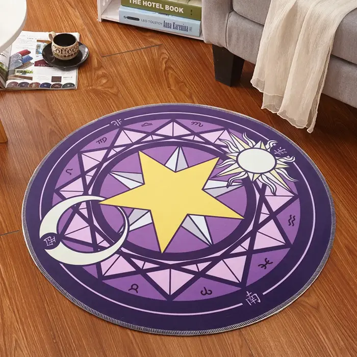 Tapis de sol antidérapant pour décoration de chambre à coucher, tableau d'étoiles magiques roses, po