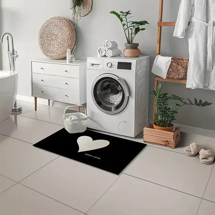 Tapis blanc à motif de cœur pour la Saint-Valentin, décoration romantique pour la maison, adapté aux