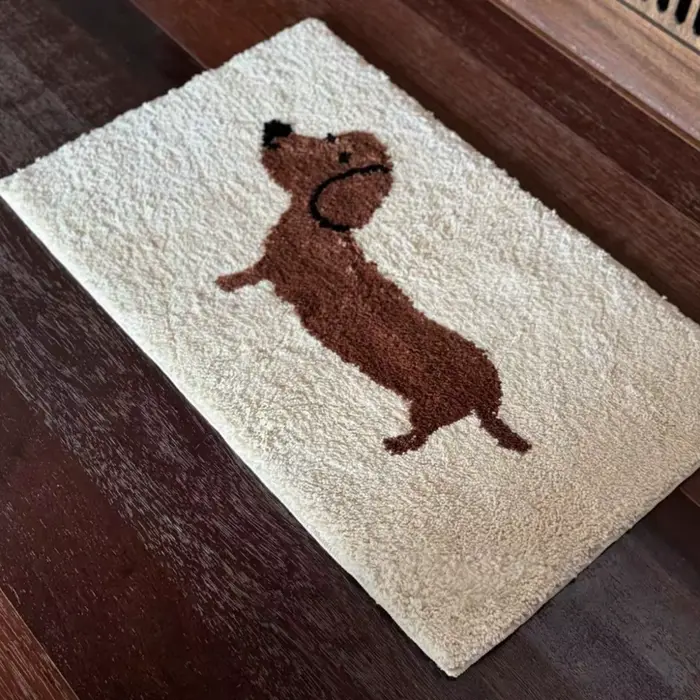 Tapis teckel de dessin animé américain VIKAMA, tapis décoratif doux et confortable pour salon et cha