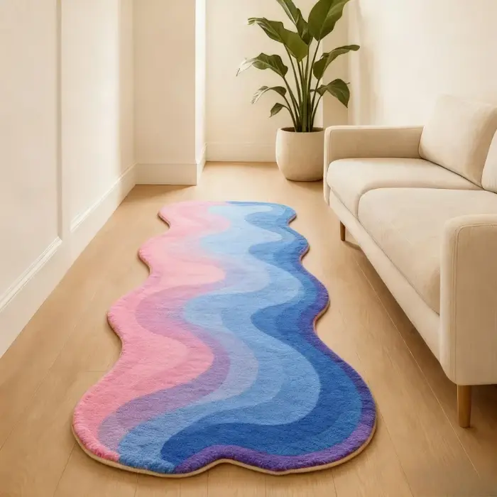 Tapis Shaggy VIKAMA – Lance de chevet irrégulière en forme de Dopamine, tapis d'ameublement doux pou