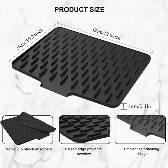 Tapis de drainage en silicone pour cuisine avec design
