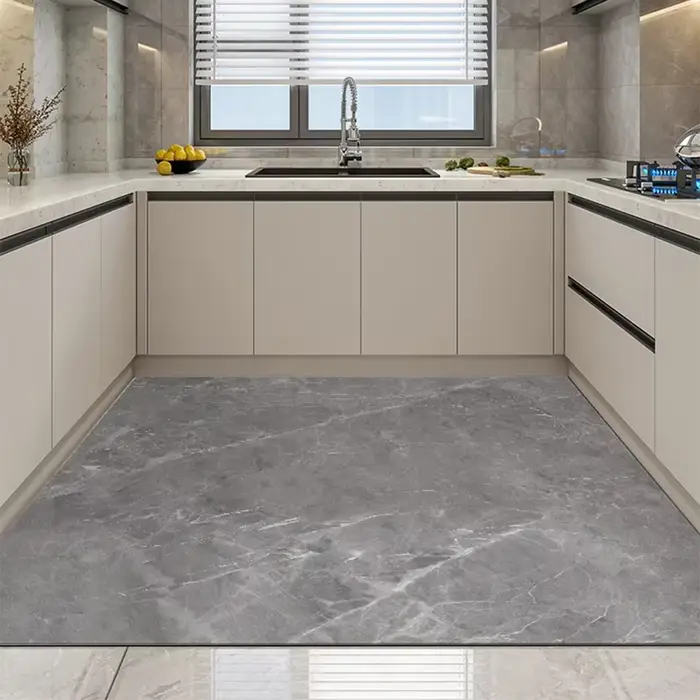 Tapis de sol en marbre de cuisine, antidérapant, imperméable, résistant à l'huile, facile à nettoyer