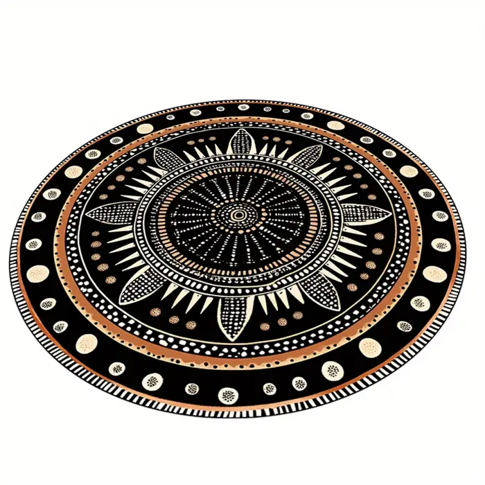 Tapis rond géométrique africain