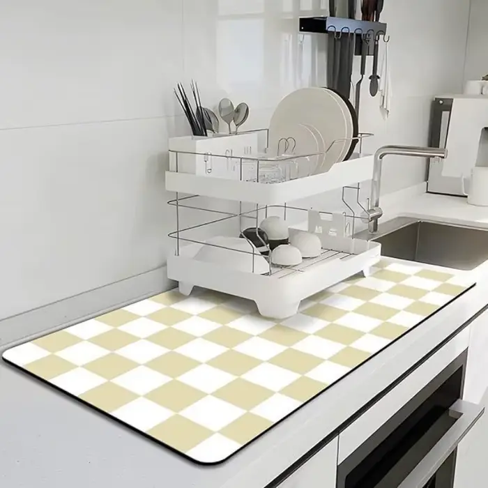 Tapis de cuisine imprimé à carreaux