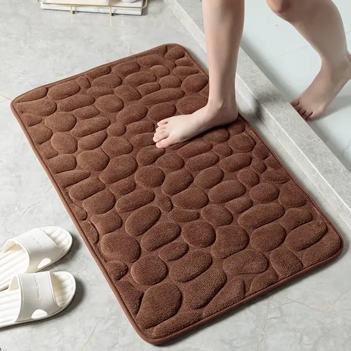 1 tapis de bain en galets gaufrés, tapis de sol absorbant en mousse à mémoire de forme, tapis de porte antidérapant, tapis de sol intérieur, accessoires de salle de bain