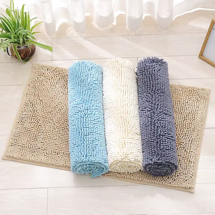 Tapis de salle de bain en chenille antidérapant